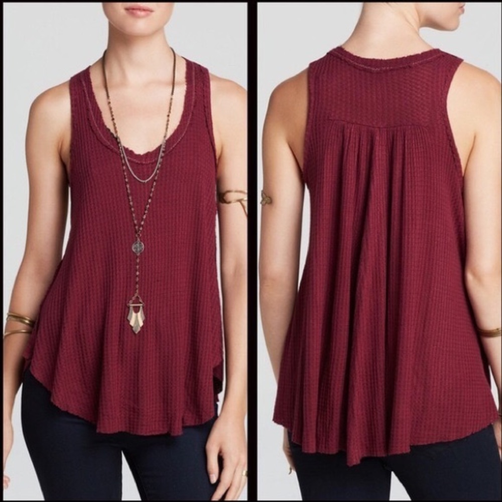 Free People Monroe Drippy Thermal Waffle Tank Top